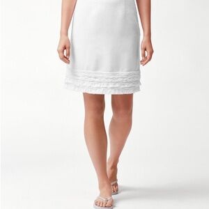 Tommy Bahama 100% Linen Two Palms White Fringe Skirt Raw Hem Lined Sz 0